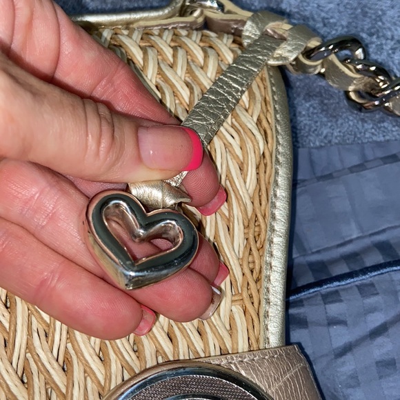 EUC Brighton Jute Straw Leather Trim chain Shoulder Bag - Picture 16 of 16